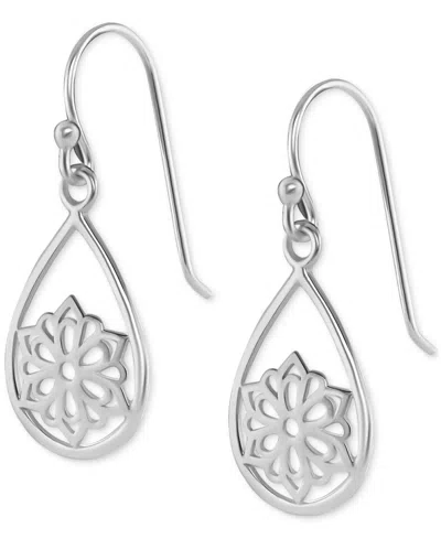 Giani Bernini Filigree Flower Teardrop Drop Earrings In Sterling Silver, Created For Macy's
