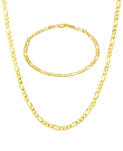 Giani Bernini Flat Filled Figaro Link Chain Necklace And Bracelet Set In Gold