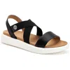 Giani Bernini Flixii Womens Faux Leather Flat Sandals In Black