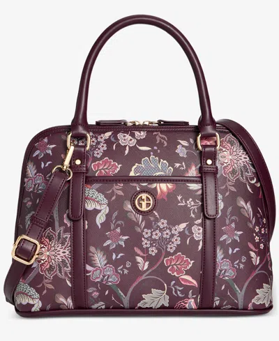 Giani Bernini Floral Detailed Dome Satchel, Macy's Exclusive In Brown
