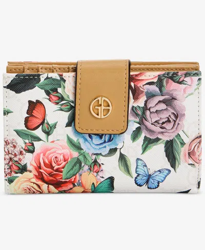 Giani Bernini Floral Print Framed Wallet, Macy's Exclusive In Red