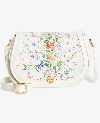 Giani Bernini Floral Small Saddle Crossbody, Exclusively At Macy's In White