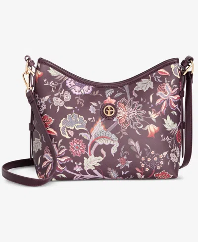 Giani Bernini Floral Soft Shoulder Bag, Macy's Exclusive In Dark Flora