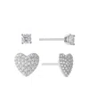 Giani Bernini Gianni Bernini 2-pair Cubic Zirconia Pave Heart Stud Earrings Set (0.69 Ct. T.w.) In Sterling Silver In Sterling Silver