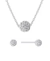 Giani Bernini Gianni Bernini 2-piece Clear Crystal Pave Ball Stud Necklace Set (1.2 Ct. T.w.) In Sterling Silver In Sterling Silver
