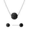 Giani Bernini Gianni Bernini 2-piece Clear Crystal Pave Ball Stud Necklace Set (1.2 Ct. T.w.) In Sterling Silver In Black