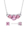 Giani Bernini Gianni Bernini 2-piece Crystal Frontal Stud Necklace Set (1.35 Ct. T.w.) In Sterling Silver In Light Pink