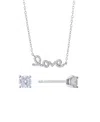 Giani Bernini Gianni Bernini 2-piece Cubic Zirconia Love Frontal Necklace And Stud Earrings Set (1.31 Ct. T.w.) In In Sterling Silver