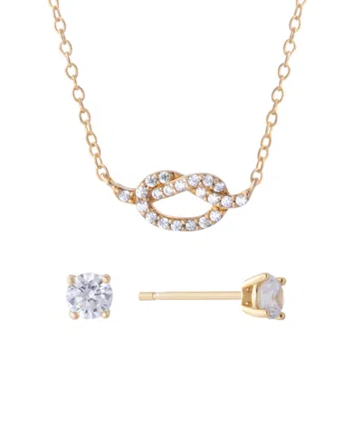 Giani Bernini Gianni Bernini 2-piece Cubic Zirconia Love Frontal Necklace And Stud Earrings Set (1.31 Ct. T.w.) In In Yellow