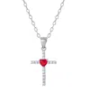 Giani Bernini Gianni Bernini Cubic Zirconia And Heart Glass Cross Pendant Necklace (0.70 Ct. T.w.) In Sterling Sil In Red