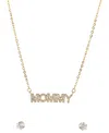 Giani Bernini Gold-tone "mommy" Cubic Zirconia Pendant Necklace And Stud Earrings Set In Gold