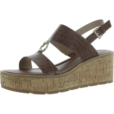 Giani Bernini Harper Womens Faux Leather Open Toe Wedge Sandals In Multi