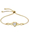 Giani Bernini Heart Cubic Zirconia Infinity Link Bolo Bracelet (1-7/8 Ct. T.w.) In 18k Gold Over Sterling Silver, In Gold