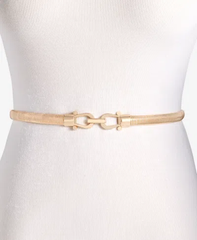 Giani Bernini Horsebit Cobra Stretch Metal Belt In Gold