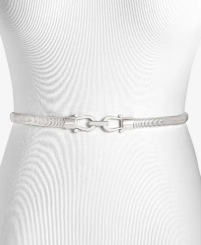 Giani Bernini Horsebit Cobra Stretch Metal Belt In Silver