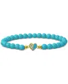 Giani Bernini Howlite Chryscolla Bead & Cubic Zirconia Heart Stretch Bracelet, Created For Macy's In Gold