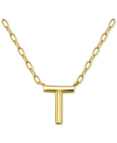 Giani Bernini Initial T Pendant Necklace In 18k Gold-plated Sterling Silver, 16" + 2" Extender, Created For Macy's In Gold Over Silver