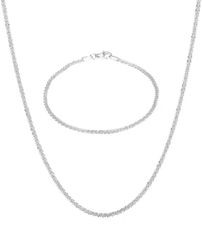 Giani Bernini Intricate Design Sparkle Criss-cross Necklace And Bracelet Set In Silver