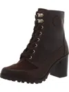 Giani Bernini Keegann Womens Faux Leather Pointed Toe Combat & Lace-up Boots In Brown