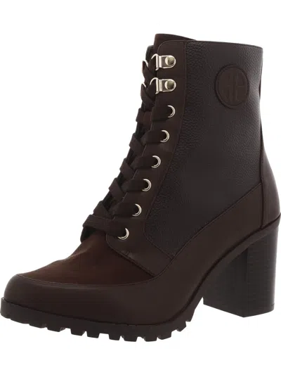 Giani Bernini Keegann Womens Faux Leather Pointed Toe Combat & Lace-up Boots In Brown