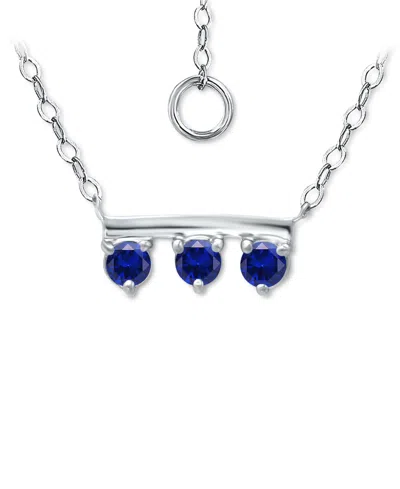 Giani Bernini Lab-grown Imitation Blue Sapphire Trio Pendant Necklace, 16" + 2" Extender (also In Lab-grown Green  In Silver