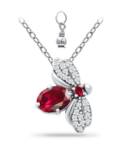 Giani Bernini Lab Grown Ruby And Cubic Zirconia Bee Pendant In Multi