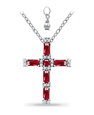 Giani Bernini Lab Grown Ruby And Cubic Zirconia Cross Pendant In Multi