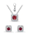 Giani Bernini Lab Grown Ruby And Cubic Zirconia Halo Square Pendant And Earring Set, 3 Piece In Metallic