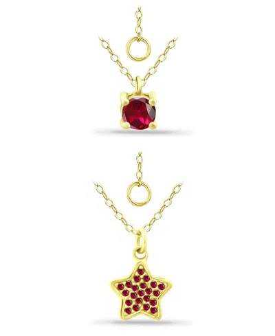 Giani Bernini Lab Grown Ruby Star And Round Pendant Set, 2 Piece In Gold