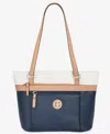Giani Bernini Large Color Block Tote Bag, Macy's Exclusive In Blue