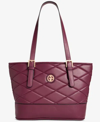 Giani Bernini Large Quilted Tulip Tote, Exclusively At Macy's In Burgundy