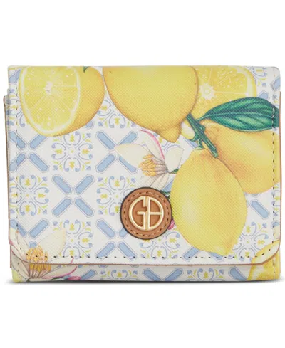 Giani Bernini Lemon Print Mini Trifold Wallet, Created For Macy's In Yellow