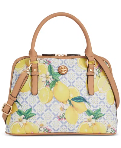 Giani Bernini Lemon Print Saffiano Medium Dome Satchel, Created For Macy's In Yellow