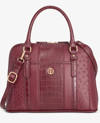 Giani Bernini Mixed Media Detailed Dome Satchel, Macy's Exclusive In Red