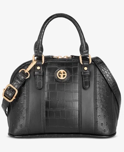 Giani Bernini Mixed Media Small Dome Satchel, Macy's Exclusive In Black