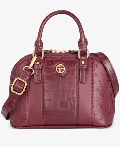 Giani Bernini Mixed Media Small Dome Satchel, Macy's Exclusive In Burgundy