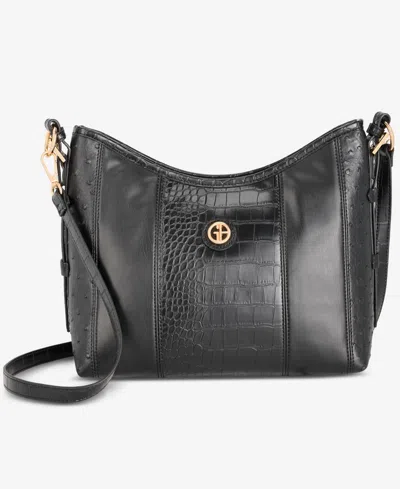 Giani Bernini Mixed Media Soft Shoulder Bag, Macy's Exclusive In Black