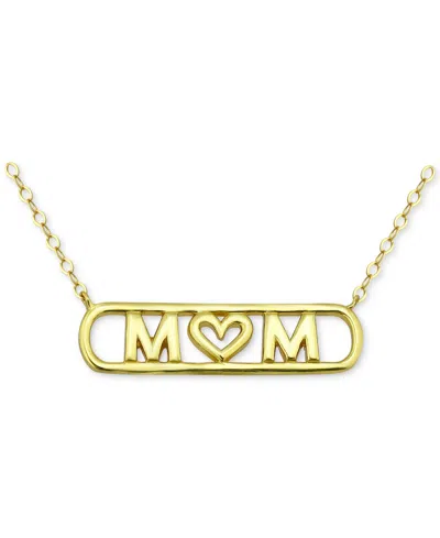 Giani Bernini Mom Heart Pendant Necklace In 18k Gold-plated Sterling Silver (also In Sterling Silver), 16" + 2" Ex In Gold Over Silver