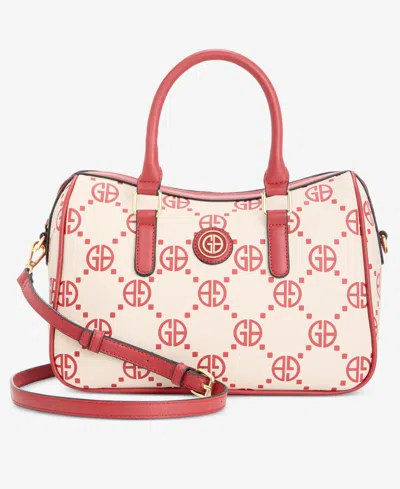 Giani Bernini Monogram Signature Dip Small Satchel, Created For Macy's In Tapioca,red
