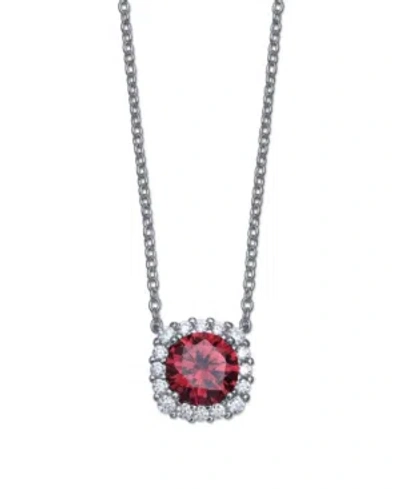 Giani Bernini Multi Colored Cubic Zirconia Cushion Shape Pendant Necklace In Sterling Silver In Red