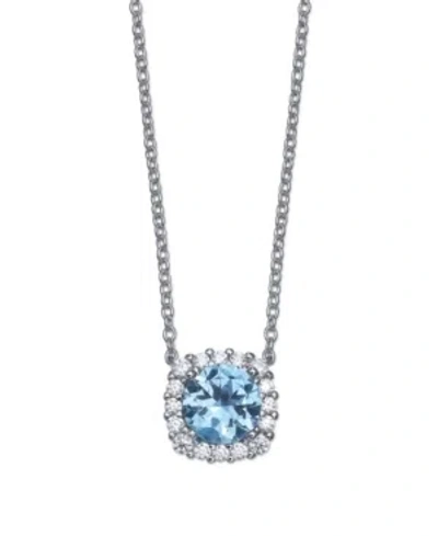 Giani Bernini Multi Colored Cubic Zirconia Cushion Shape Pendant Necklace In Sterling Silver In Aqua