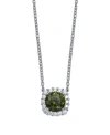 Giani Bernini Multi Colored Cubic Zirconia Cushion Shape Pendant Necklace In Sterling Silver In Light Green