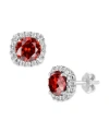 Giani Bernini Multi Colored Cubic Zirconia Cushion Shape Stud Earring In Sterling Silver In Burgundy