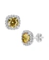 Giani Bernini Multi Colored Cubic Zirconia Cushion Shape Stud Earring In Sterling Silver In Yellow