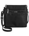 Giani Bernini Nappa Leather Front Zip Crossbody, Created For Macy's In Black,silver