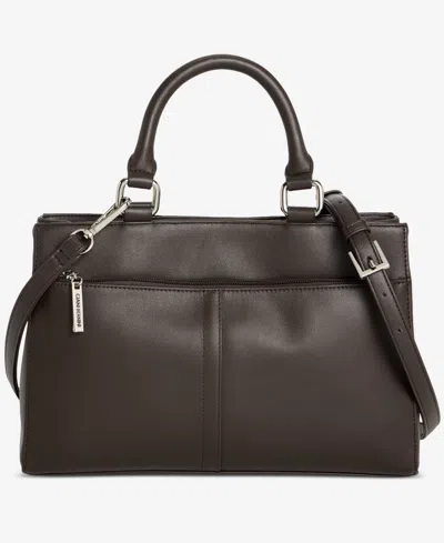 Giani Bernini Nappa Leather Front Zip Crossbody, Exclusively At Macy's In Chocolate