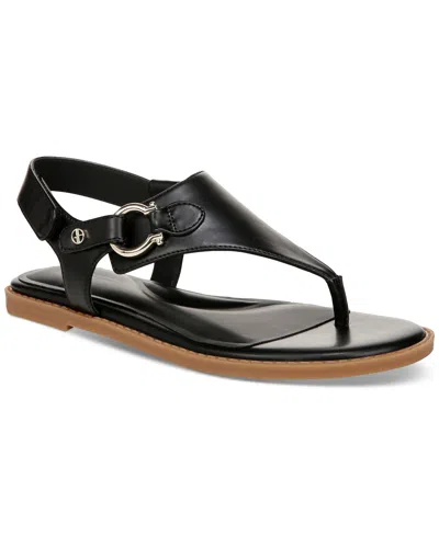 Giani Bernini Nennie Thong Memory Foam Flat Sandals, Created For Macy's In Black