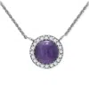 Giani Bernini Onyx & Cubic Zirconia Halo Pendant Necklace In 18k Gold-plated Sterling Silver, 16" + 2" Extender (a In Amethyst,silver