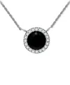 GIANI BERNINI ONYX & CUBIC ZIRCONIA HALO PENDANT NECKLACE IN 18K GOLD-PLATED STERLING SILVER, 16" + 2" EXTENDER (A