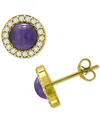 Giani Bernini Onyx & Cubic Zirconia Halo Stud Earrings In 18k Gold-plated Sterling Silver, Created For Macy's In Amethyst,gold